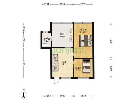 送变电小区 2室1厅1卫 66平方