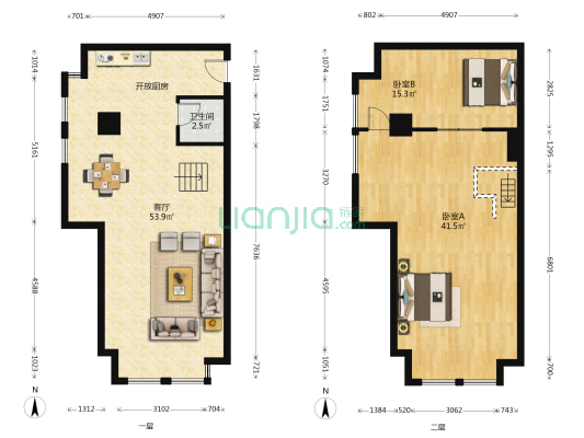 中央公园创客广场 2室1厅1卫 82平方