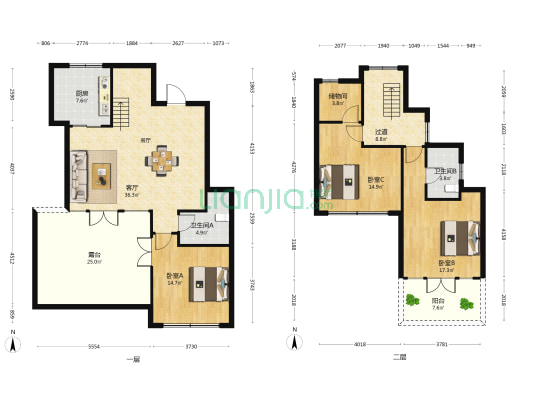 蓝城春风江南 3室1厅2卫 147平方