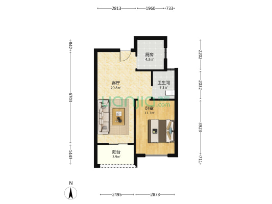 久和家园 1室1厅1卫 60平方