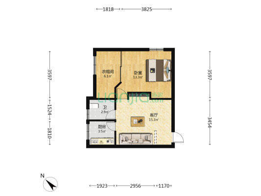 银泉阁 1室1厅1卫 58平方