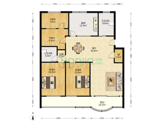 东方明珠 4室1厅2卫 150平方