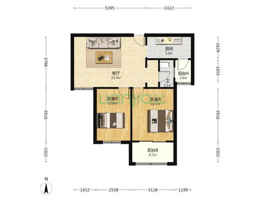 松南城嘉隆坊 2室1厅1卫 80平方