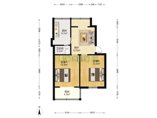 福铁凤山新村 2室1厅1卫 56平方