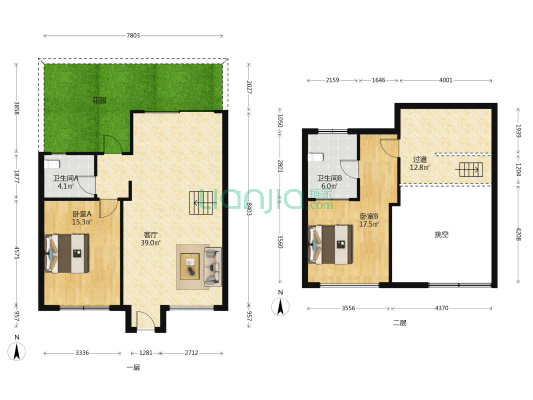 涵园 2室1厅2卫 68平方