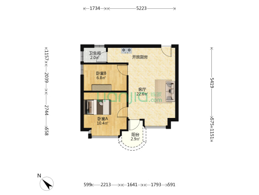 泰华苑 2室1厅1卫 51平方