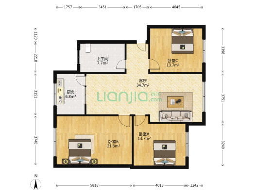 南街114号(彭山区) 3室1厅1卫 120平方