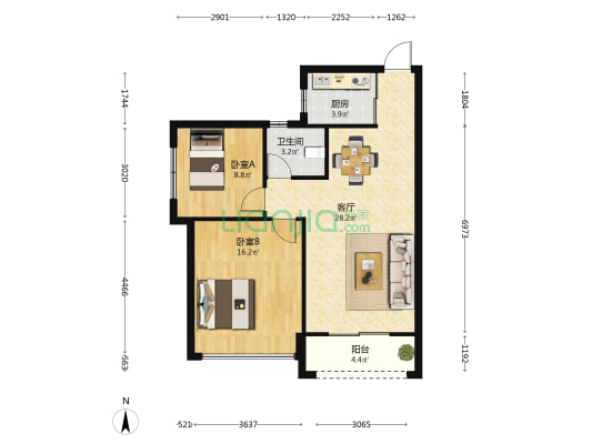 经济适用房成都路小区 2室1厅1卫 77平方