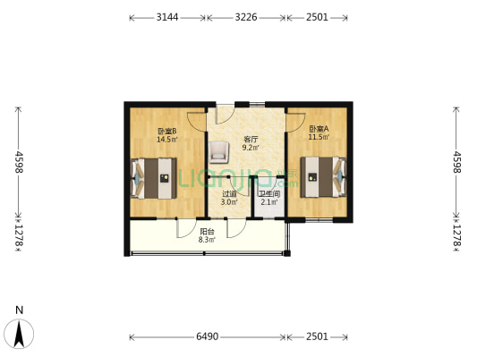 大皮院 2室1厅1卫 54平方