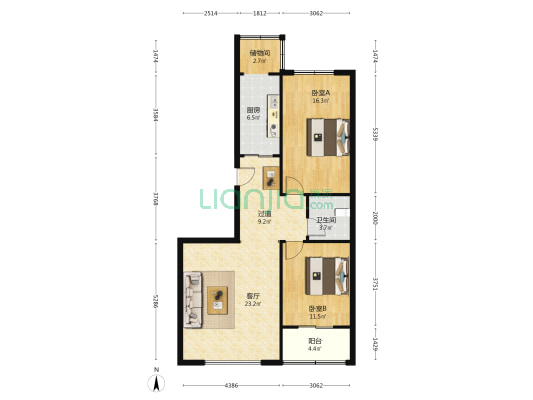 电气化东院 2室1厅1卫 99平方
