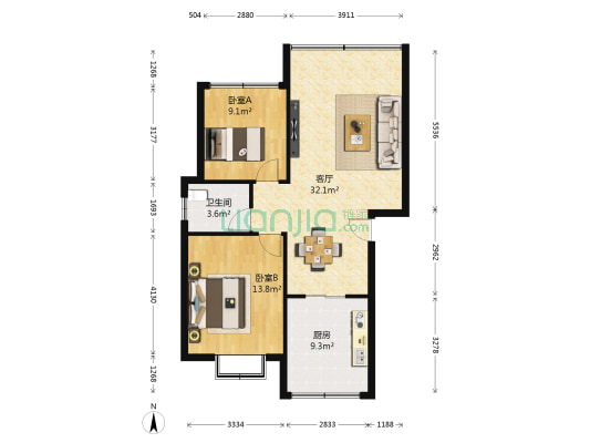 新蜀花园三公寓 2室1厅1卫 82平方