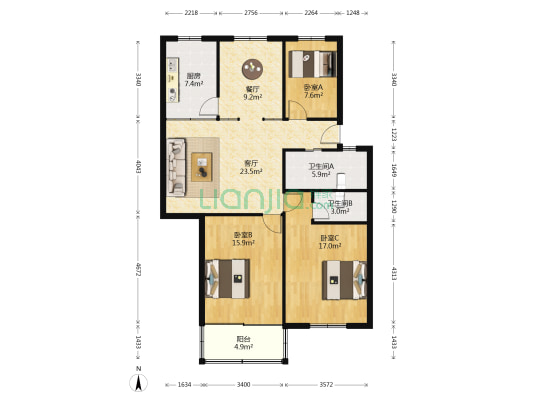 德济苑 3室2厅2卫 112平方