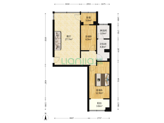 常德小区 3室1厅2卫 80平方