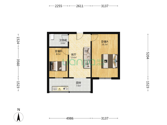庆安小区 2室1厅1卫 60平方