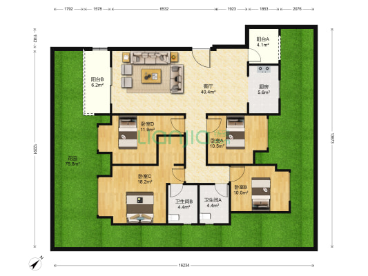 龙湖千山新屿 4室1厅2卫 127平方