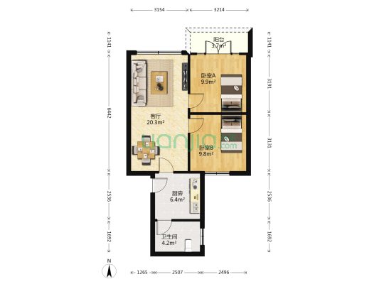 周李小区 2室1厅1卫 68平方