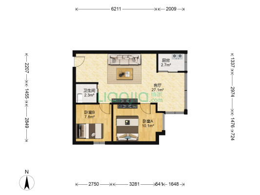 雅澜苑 2室1厅1卫 52平方