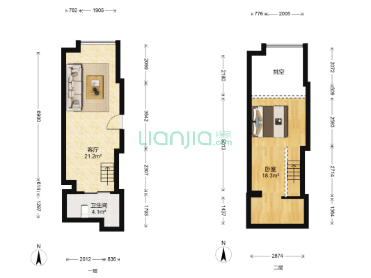 保利中悦花园 1室1厅1卫 45平方