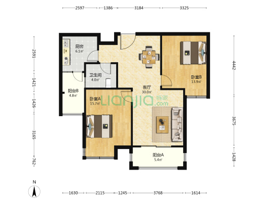 中建城中壹号公馆 2室1厅1卫 98平方