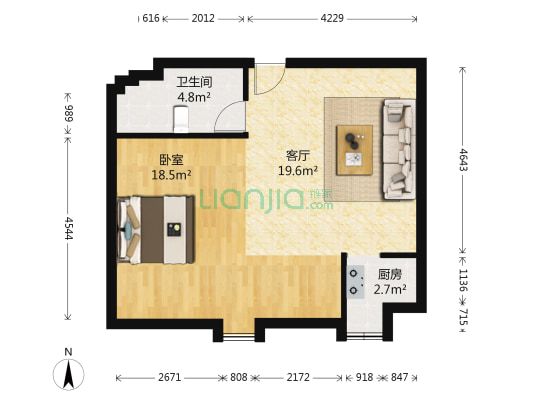 现代森林小镇金融SOHO垂直商业 1室1厅1卫 72平方