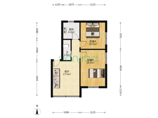 红墙巷36号 2室1厅1卫 59平方