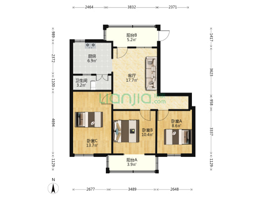 统建二巷 3室1厅1卫 71平方