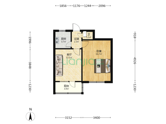 酒厂南巷 1室1厅0卫 52平方