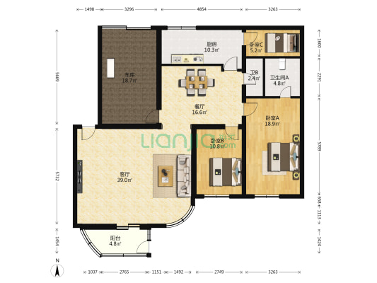 名仕花园 3室2厅2卫 163平方