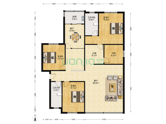 广顺苑 4室2厅2卫 170平方