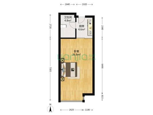 龙翔大厦 1室0厅1卫 60平方