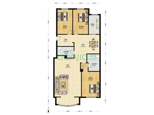 39中南山豪庭 3室2厅2卫 179平方
