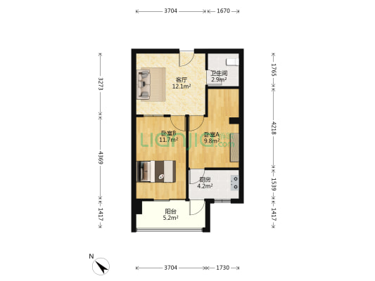 陶馨阁 2室1厅1卫 64平方