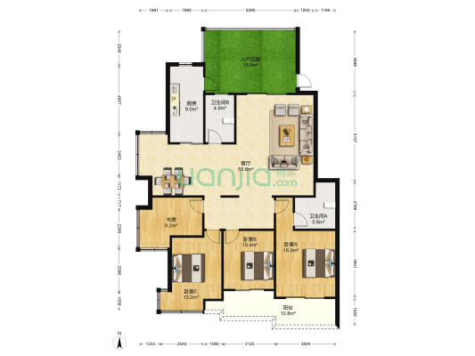 金城高尔夫二区 4室1厅2卫 176平方