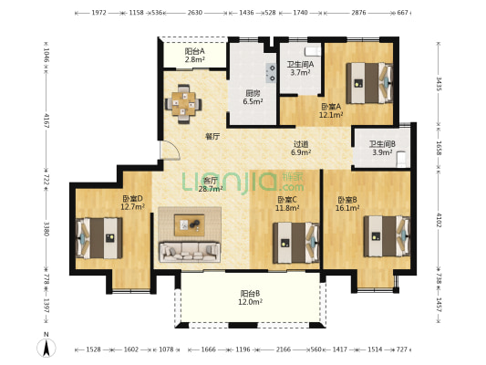 通银·天御 4室1厅2卫 143平方