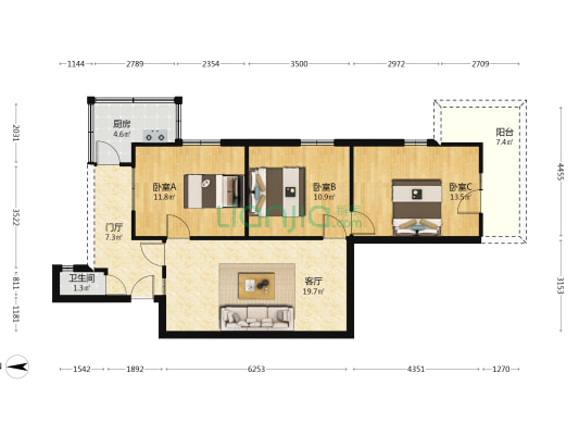 齐心巷 3室1厅1卫 84平方