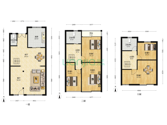 现代华庭(别墅) 5室2厅3卫 204平方