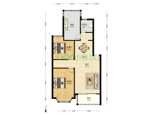 望隆苑 2室1厅1卫 98平方