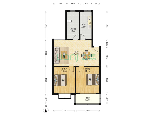 青溪新村南区 2室1厅1卫 91平方