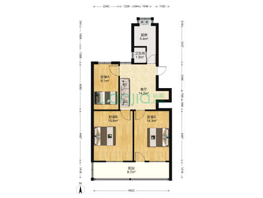 省百纺大院 3室1厅1卫 81平方