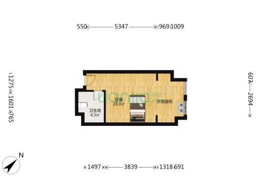 黄杨明月轩 1室0厅1卫 43平方