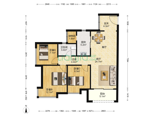 路劲隽泷湾 3室1厅1卫 89平方