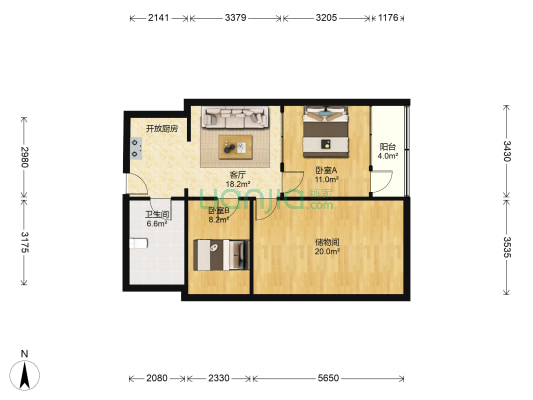仁文公寓 2室1厅1卫 40平方