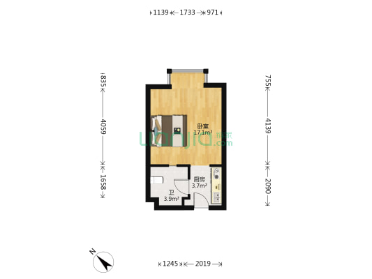 金都大厦 1室0厅1卫 38平方