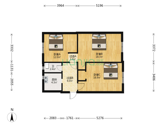 文化路5号院 3室0厅1卫 76平方
