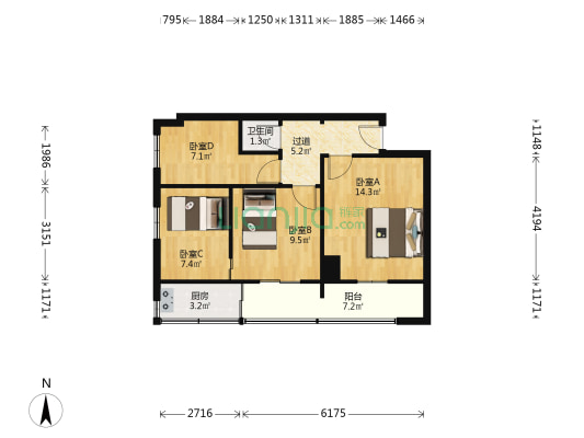 尚俭路540号 4室0厅1卫 62平方