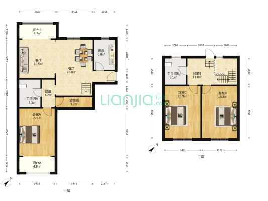 恒业公寓 3室2厅2卫 165平方