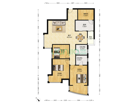 江山多娇 3室1厅2卫 123平方