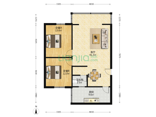 金福小区 2室1厅1卫 91平方