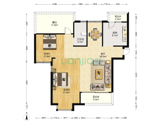 一方城 2室1厅1卫 220平方