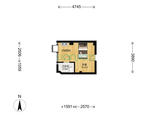 大新社区 1室0厅1卫 24平方